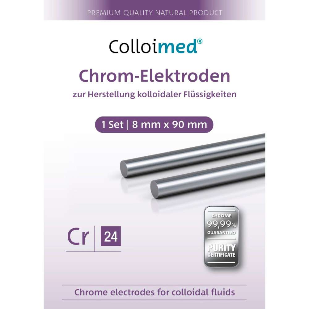 Colloimed Chromektroden XXL zur Herstellung von kolloidalem Chrom für CM1000 und CM2000 Kolloidgenerator - Chromgehalt: Cri 99,99% - Nutzbare Länge 8 x 92 mm, Quellen, selbst herstellen