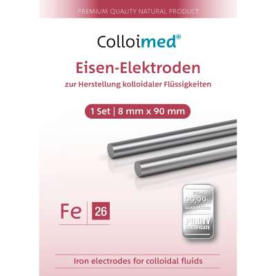 Colloimed Eisenektroden XXL zur Herstellung von kolloidalem Eisen für CM1000 und CM2000 Kolloidgenerator - Eisengehalt: Fe 99,9% - Nutzbare Länge 8 x 92 mm, Quellen, selbst herstellen