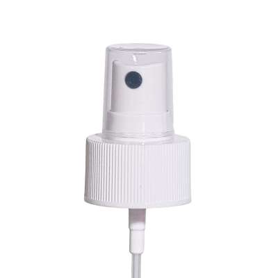 Sprayzerstäuber PP28 weiß geriffelt mit Überkappe und Dichteinlage für 30ml, 50ml, 100ml, Braunglasflasche  Spray Zerstäuber Kolloidspray