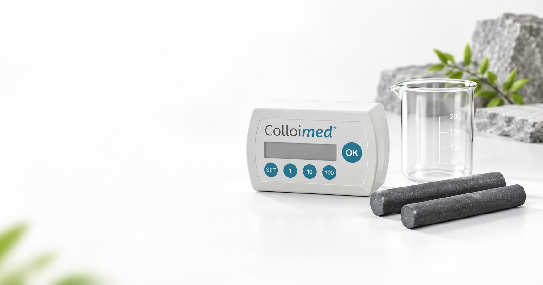 Colloimed CM2000 mit Becherglas und Siliziumelektroden