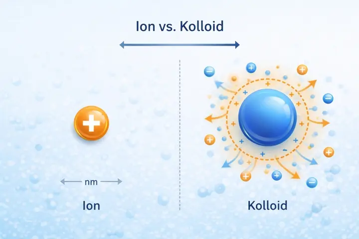 Unterschied zwischen Ion und Kolloid Vergleich von Ionen und Kolloidpartikeln hinsichtlich Größe und Ladungsverhalten