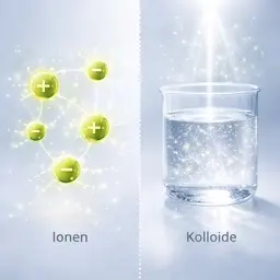 Vergleich zwischen Ionen und kolloidalen Partikeln zur Veranschaulichung ihrer Unterschiede