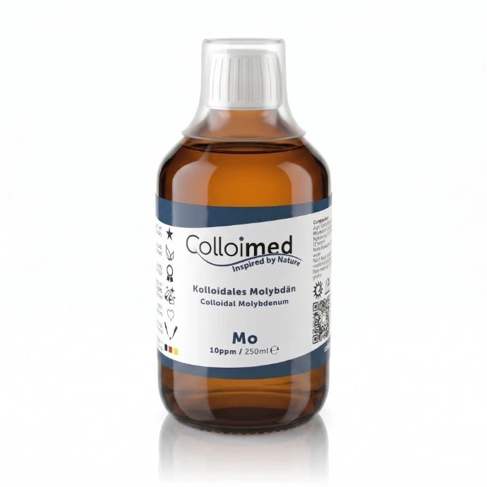 Kolloidales Molybdän 10 ppm in der 250 ml Braunglasflasche von Colloimed
