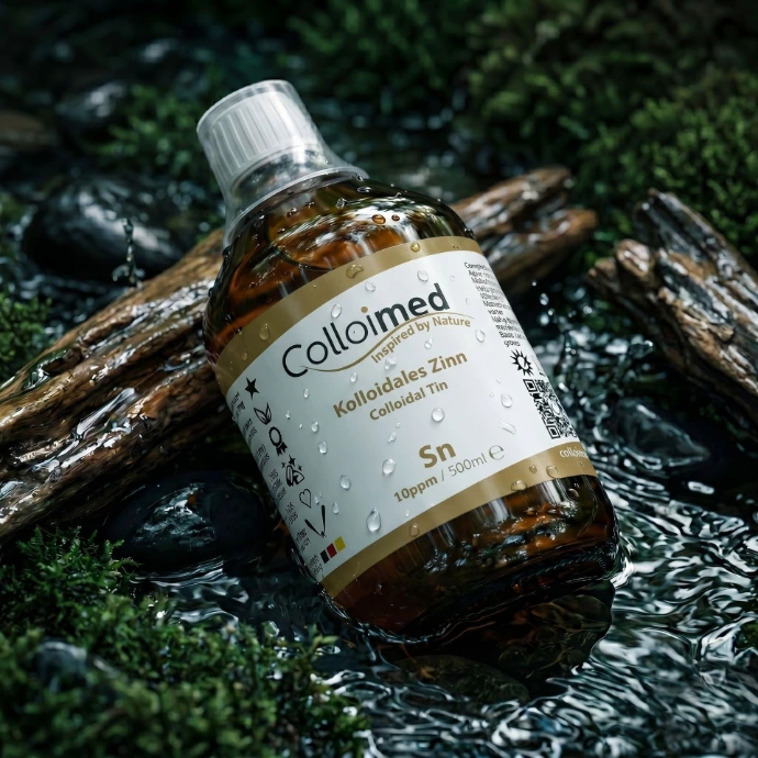 Kolloidales Zinn von Colloimed ohne Zusätze in klarer Wasser- und Naturinszenierung