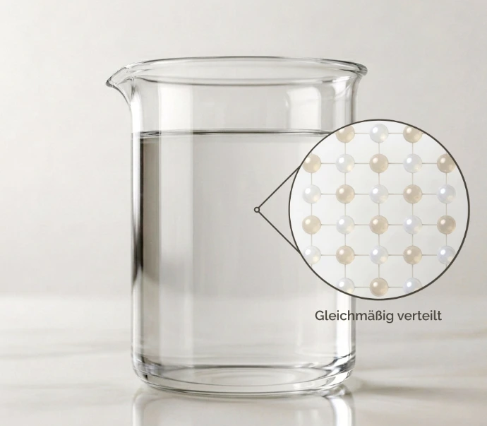 Fein verteilte Lithium-Partikel in einer homogenen kolloidalen Dispersion im Becherglas