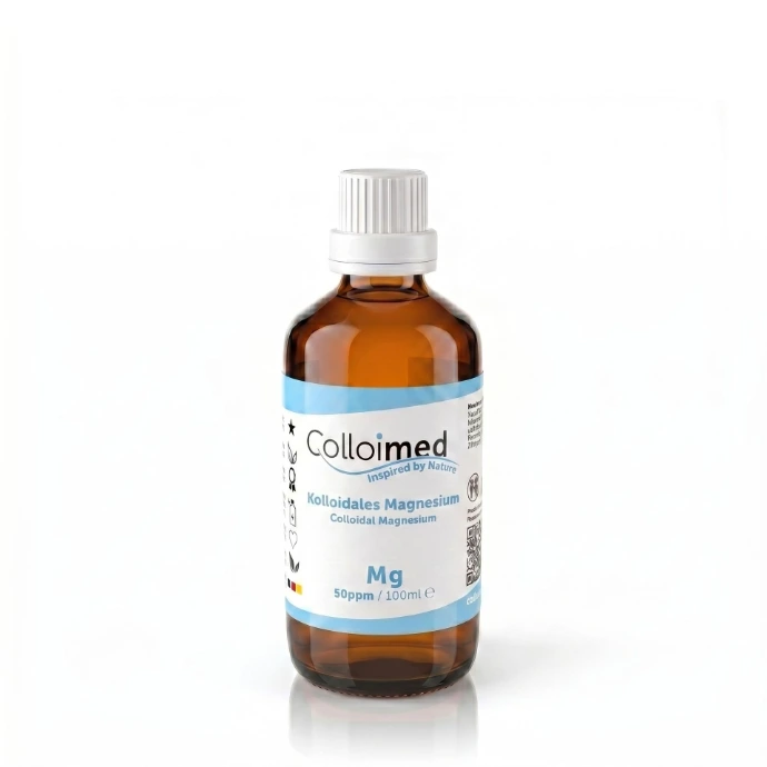 Kolloidales Magnesium 50 ppm in der 100 ml Braunglasflasche von Colloimed