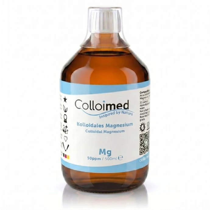 Kolloidales Magnesium 50 ppm in der 500 ml Braunglasflasche von Colloimed