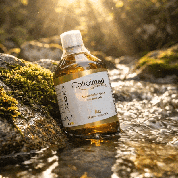 Kolloidales Gold 10 ppm im Reinstwasser | Colloimed Kolloidales Gold 10 ppm von Colloimed in klarer Wasser- und Naturinszenierung