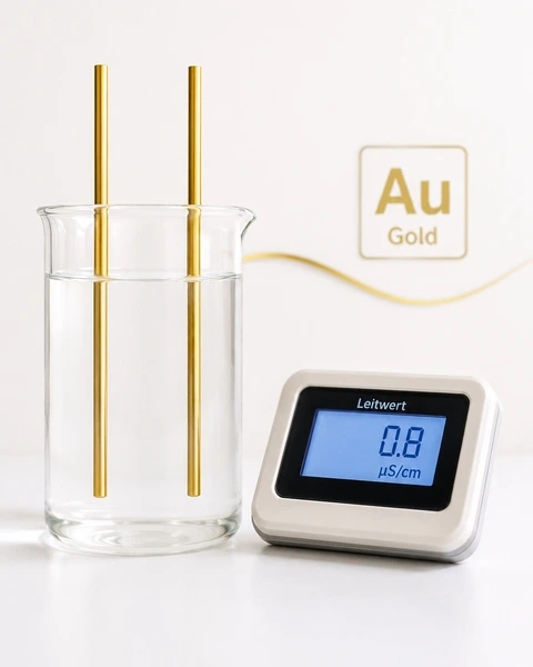 Reinstwasser mit niedrigem Leitwert und Gold-Elektroden bei der Herstellung von kolloidalem Gold