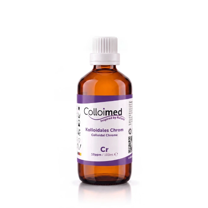 Kolloidales Chrom 10 ppm in der 100 ml Braunglasflasche von Colloimed