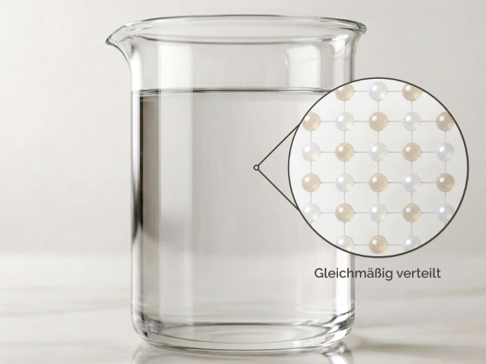 Fein verteilte Chrom-Partikel in einer homogenen kolloidalen Dispersion im Becherglas