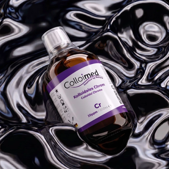 Kolloidales Chrom von Colloimed mit hochreiner Basis aus 99,99 Prozent reinem Chrom und Aqua bidest.