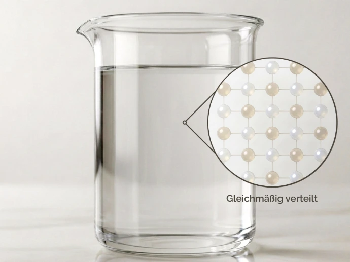 Fein verteilte Silizium-Partikel in einer homogenen kolloidalen Dispersion im Becherglas