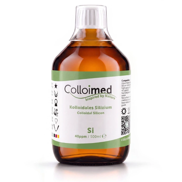 Kolloidales Silizium 40 ppm in der 500 ml Braunglasflasche von Colloimed