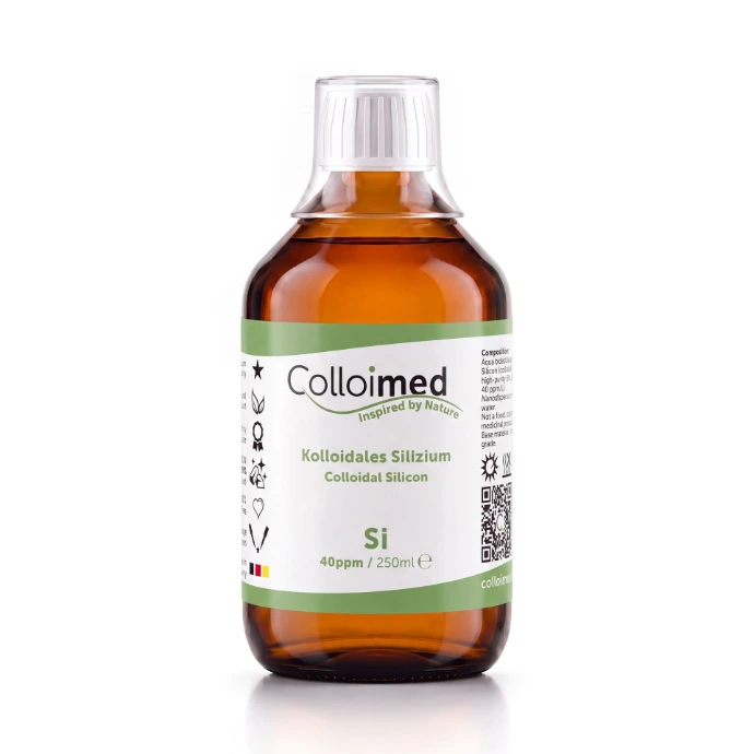 Kolloidales Silizium 40 ppm in der 250 ml Braunglasflasche von Colloimed