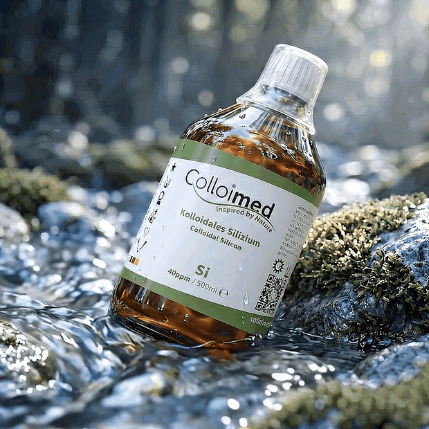 Kolloidales Silizium 40 ppm im Reinstwasser | Colloimed Kolloidales Silizium 40 ppm von Colloimed in klarer Wasser- und Naturinszenierung