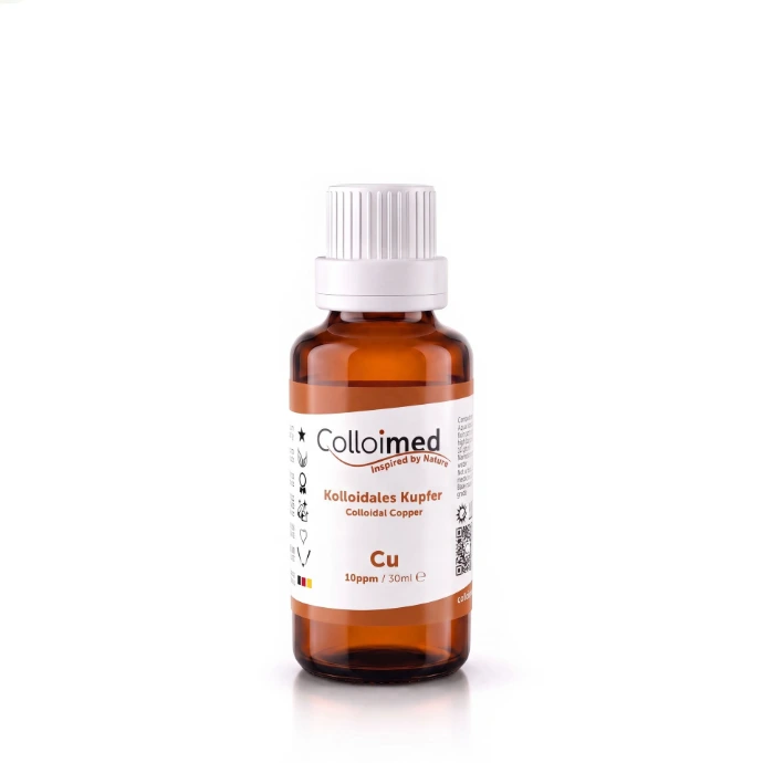 Kolloidales Kupfer 10 ppm in der 30 ml Braunglasflasche von Colloimed