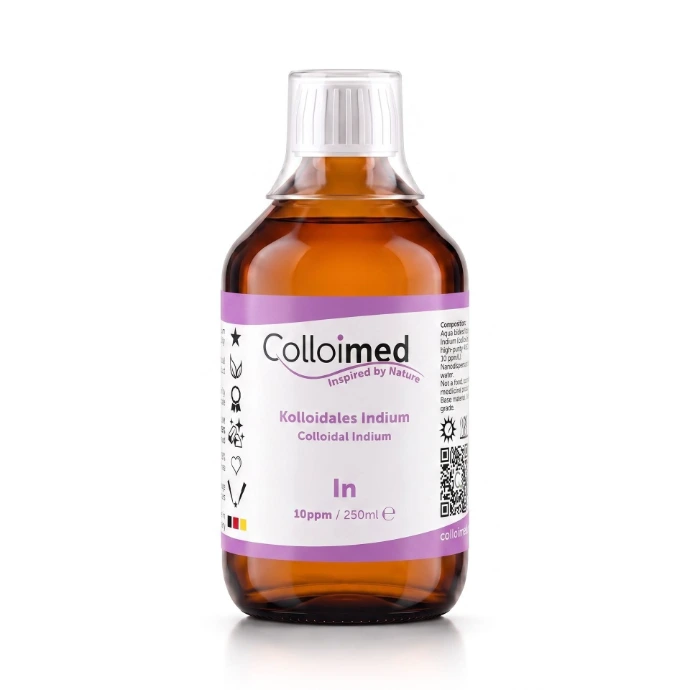 Kolloidales Indium 10 ppm in der 250 ml Braunglasflasche von Colloimed