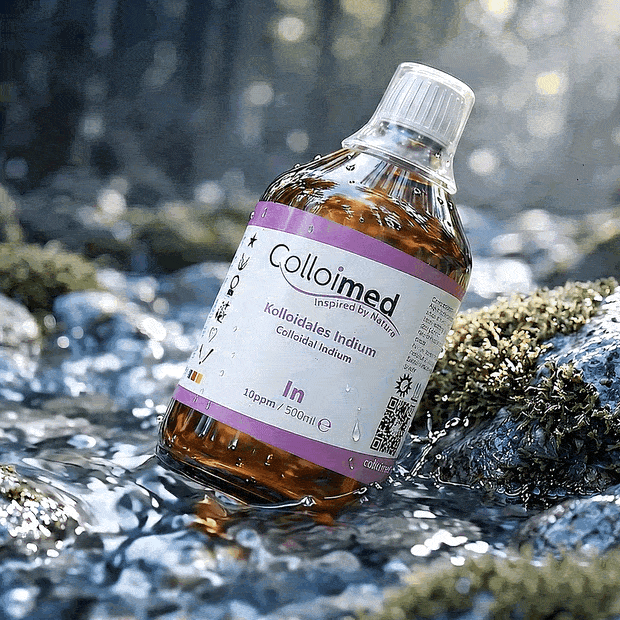 Kolloidales Indium 10 ppm im Reinstwasser | Colloimed Kolloidales Indium 10 ppm von Colloimed in klarer Wasser- und Naturinszenierung