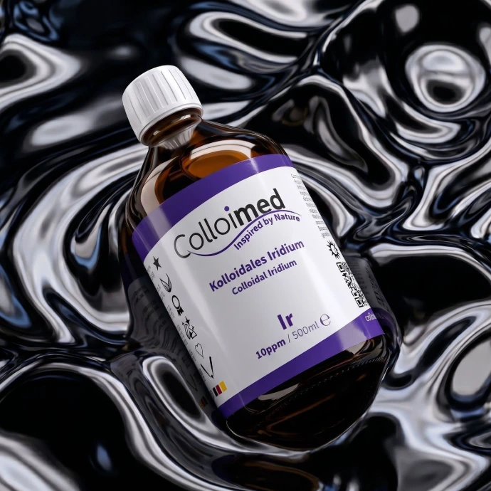 Kolloidales Iridium von Colloimed mit hochreiner Basis aus 99,9 Prozent reinem Iridium und Aqua bidest.