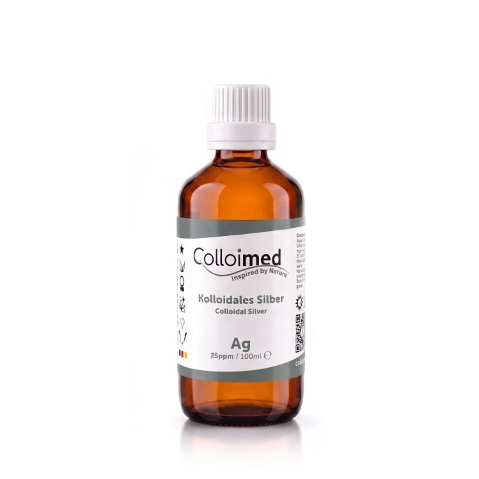 Kolloidales Silber 25 ppm in der 100 ml Braunglasflasche von Colloimed