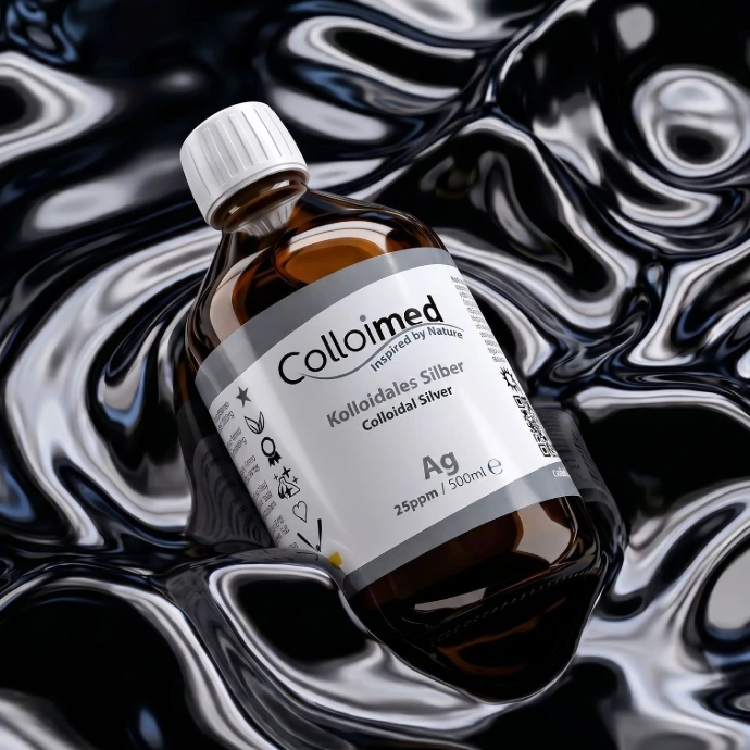 Kolloidales Silber von Colloimed mit hochreiner Basis aus 99,99 Prozent reinem Silber und Aqua bidest.
