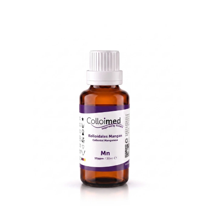 Kolloidales Mangan 10 ppm in der 30 ml Braunglasflasche von Colloimed