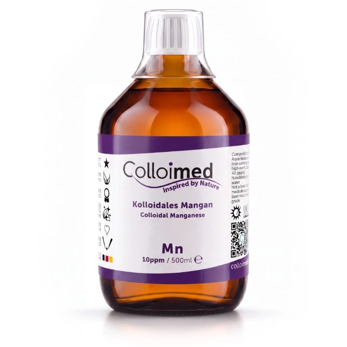 Kolloidales Mangan 10 ppm in der 500 ml Braunglasflasche von Colloimed