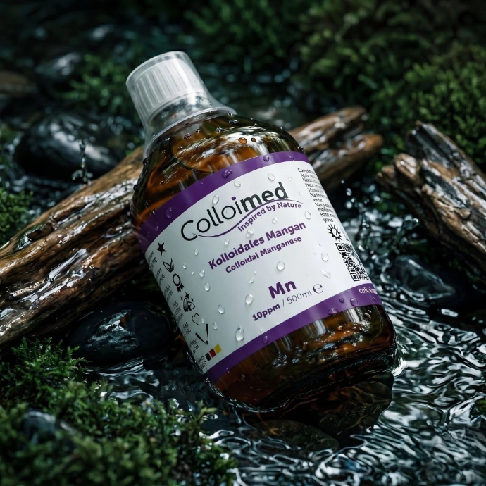 Kolloidales Mangan von Colloimed ohne Zusätze in klarer Wasser- und Naturinszenierung
