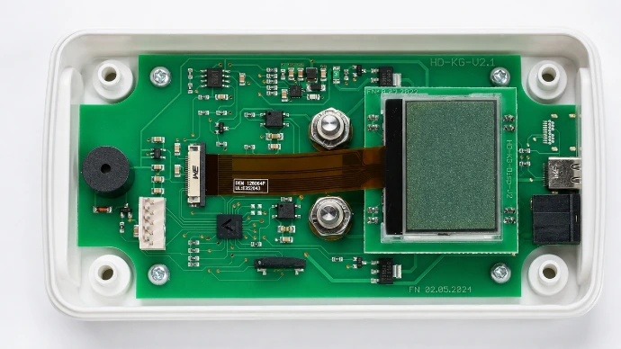 Innenleben des Colloimed Xpert Kolloidgenerators mit Platine und Display