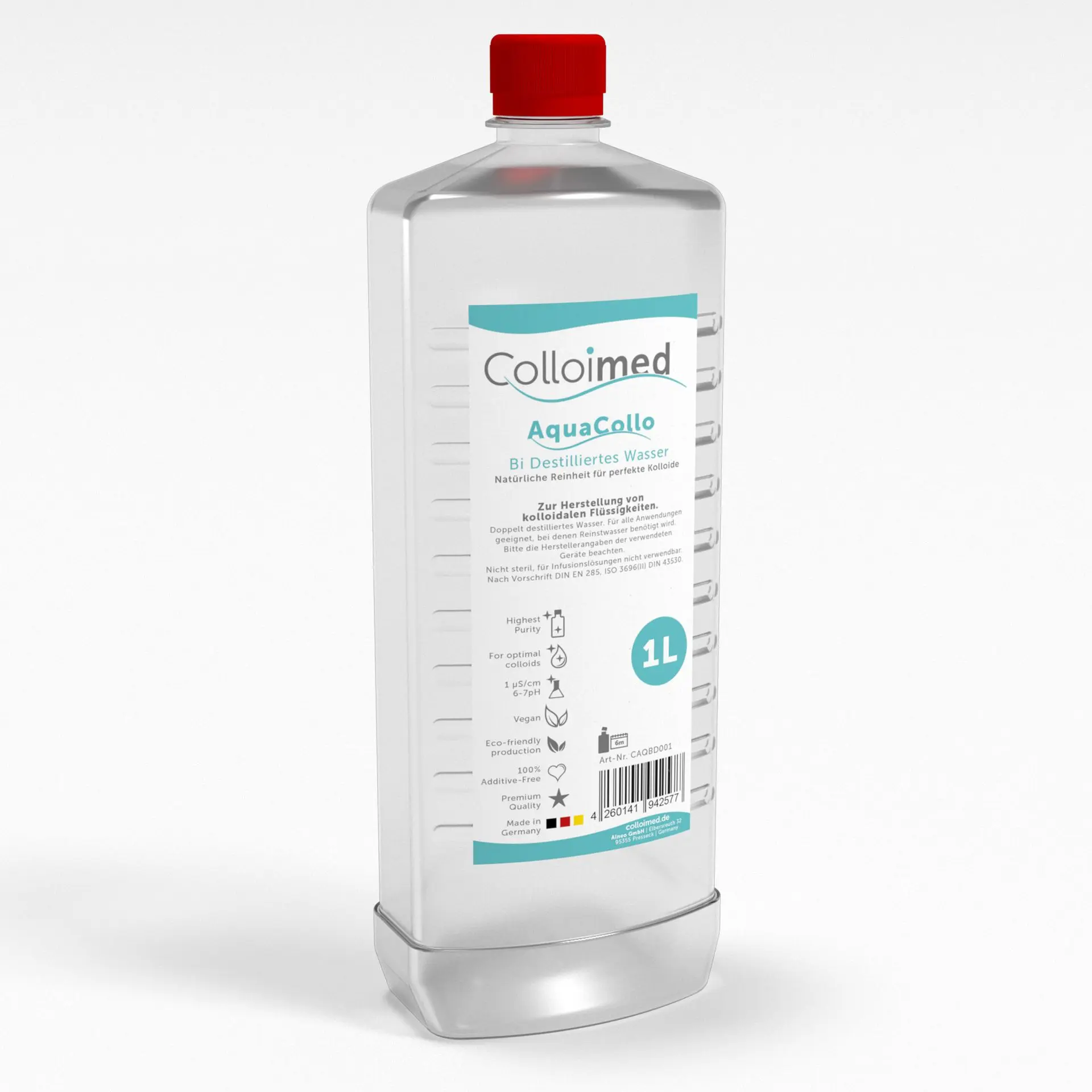 AquaCollo Reinstwasser 1 Liter für die Kolloidherstellung