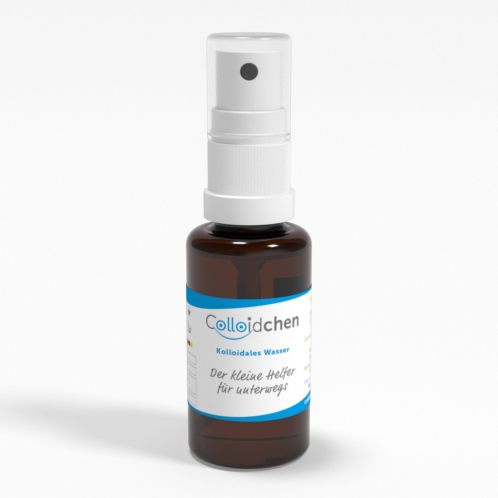 [KCM00030] Braunglasflasche 30ml mit Sprühkopf - Colloidchen - Der kleine Helfer für unterwegs