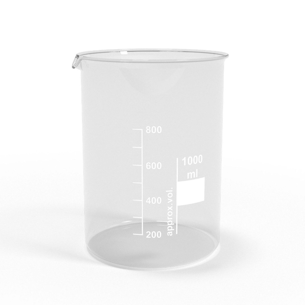 Becherglas 1000ml (1L) Teilung und Ausguss Low