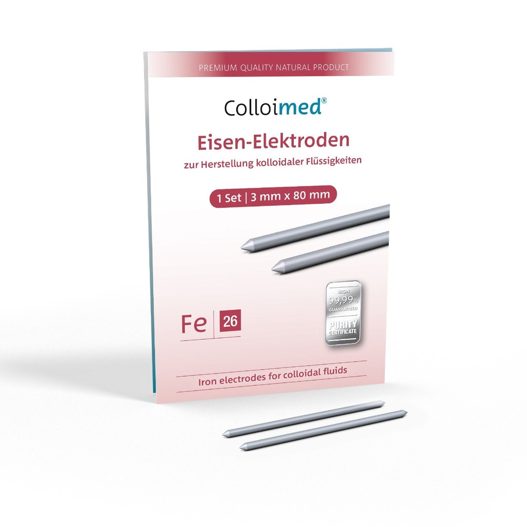 [M11008] Colloimed Eisen-Elektroden Fe – Ø 3 mm, Länge 80 mm (Paar)