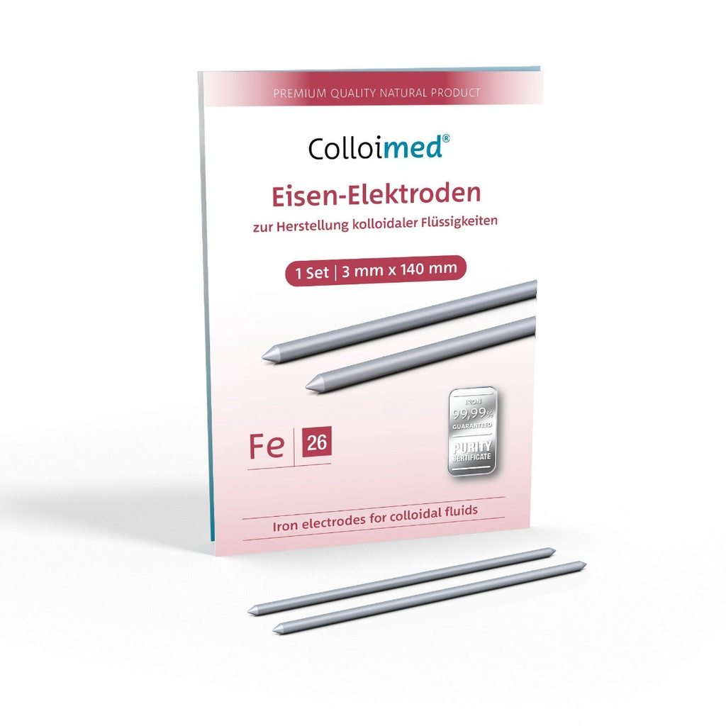 [M11018] Colloimed Eisen-Elektroden Fe – Ø 3 mm, Länge 140mm (Paar)