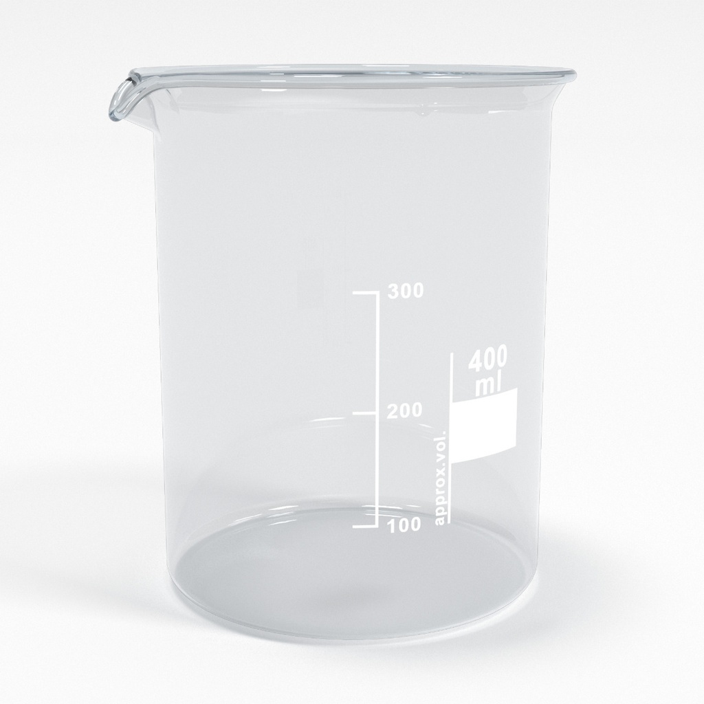 [BGB0400L] Becherglas 400ml mit Teilung und Ausguss Low