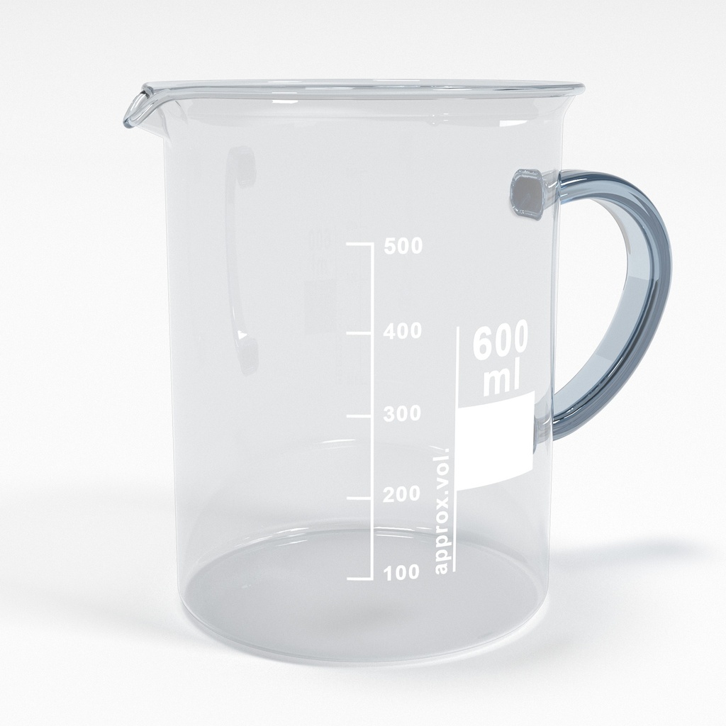 [BGH0600] Becherglas 600ml Teilung und Ausguss - Henkel