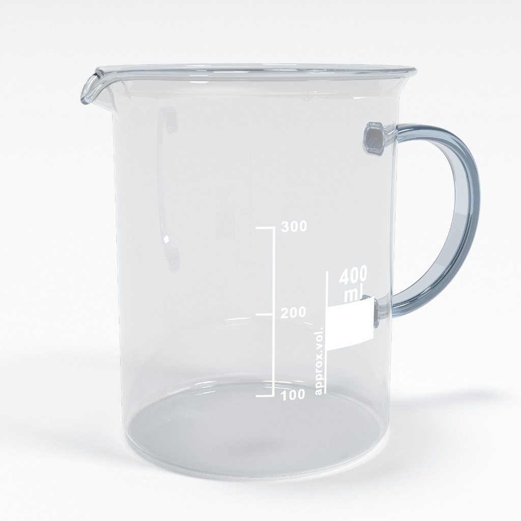 [BGH0400] Becherglas 400ml Teilung und Ausguss - Henkel