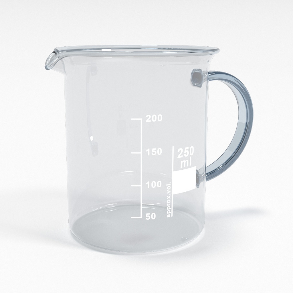 [BGH0250] Becherglas 250ml Teilung und Ausguss - Henkel