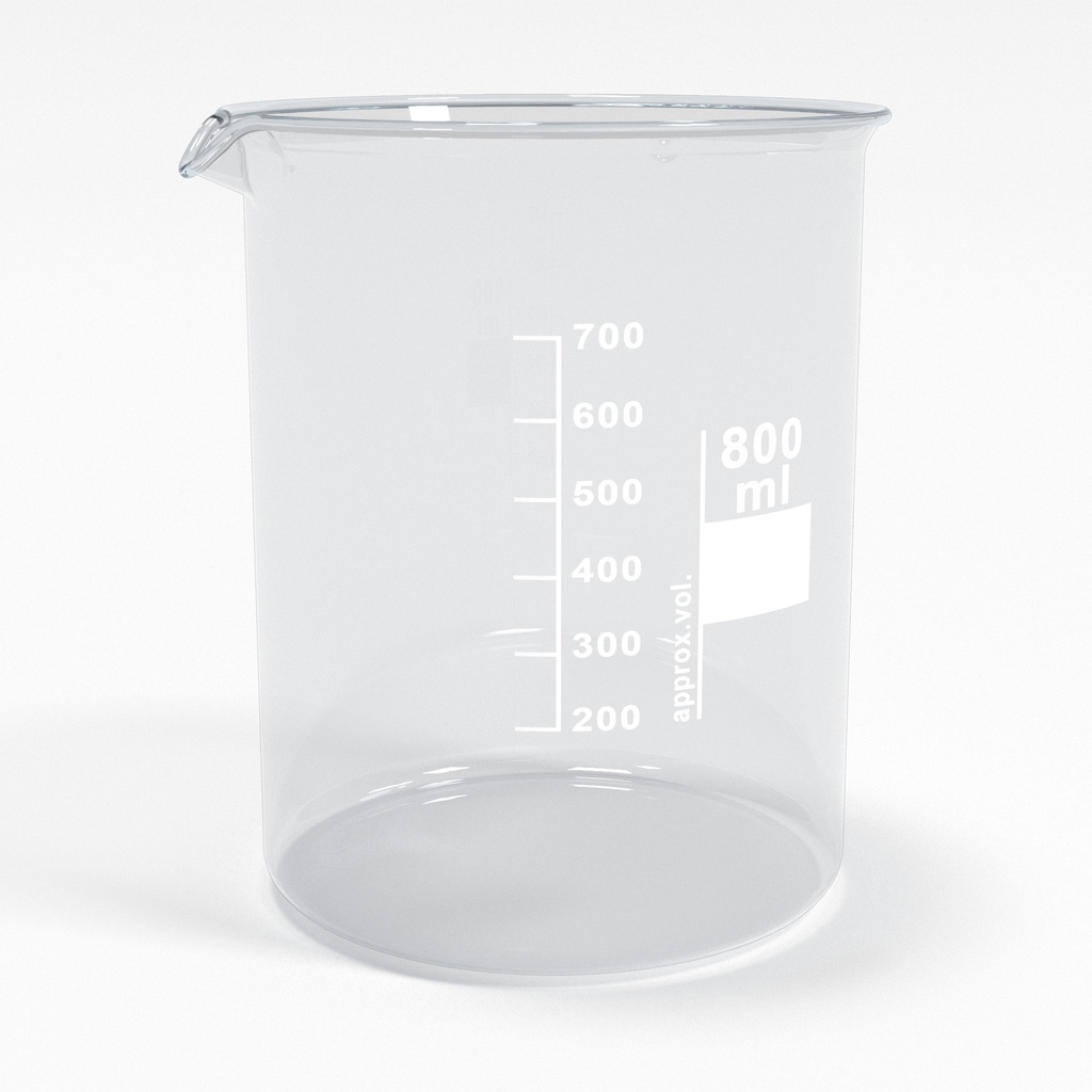 Becherglas 800ml mit Teilung und Ausguss Low