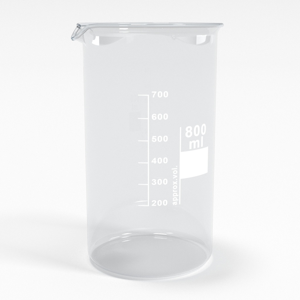 [BGB0800T] Becherglas 800ml mit Teilung und Ausguss Tall