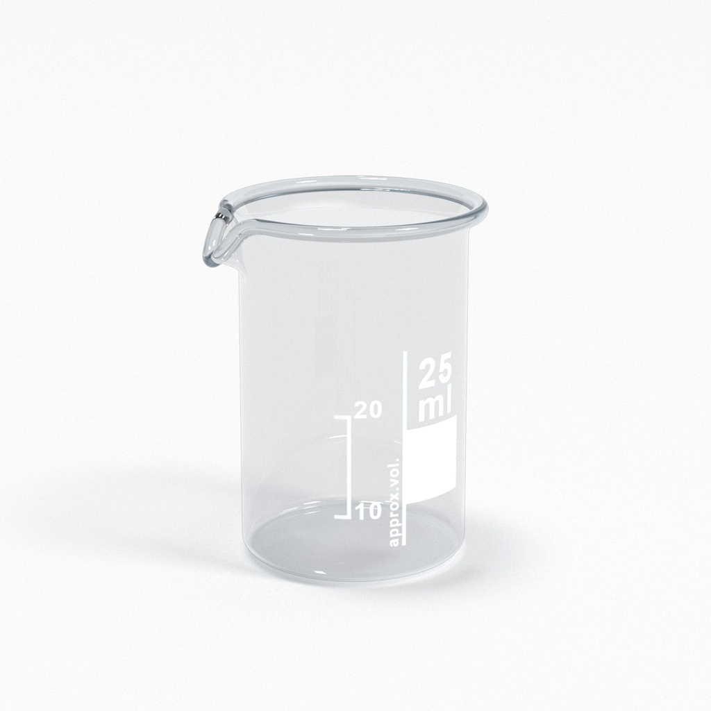 [BGB0025L] Becherglas 25ml mit Teilung und Ausguss Low