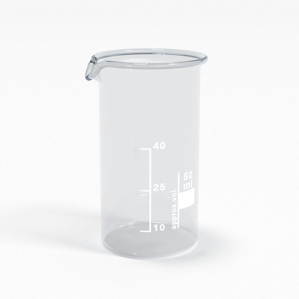 [BGB0050L] Becherglas 50ml mit Teilung und Ausguss Low
