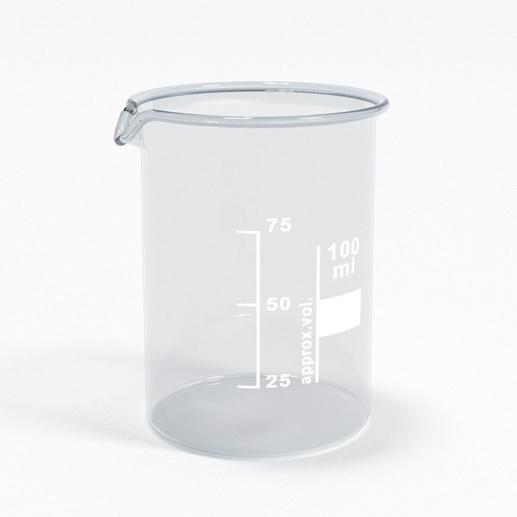[BGB0100L] Becherglas 100ml mit Teilung und Ausguss Low