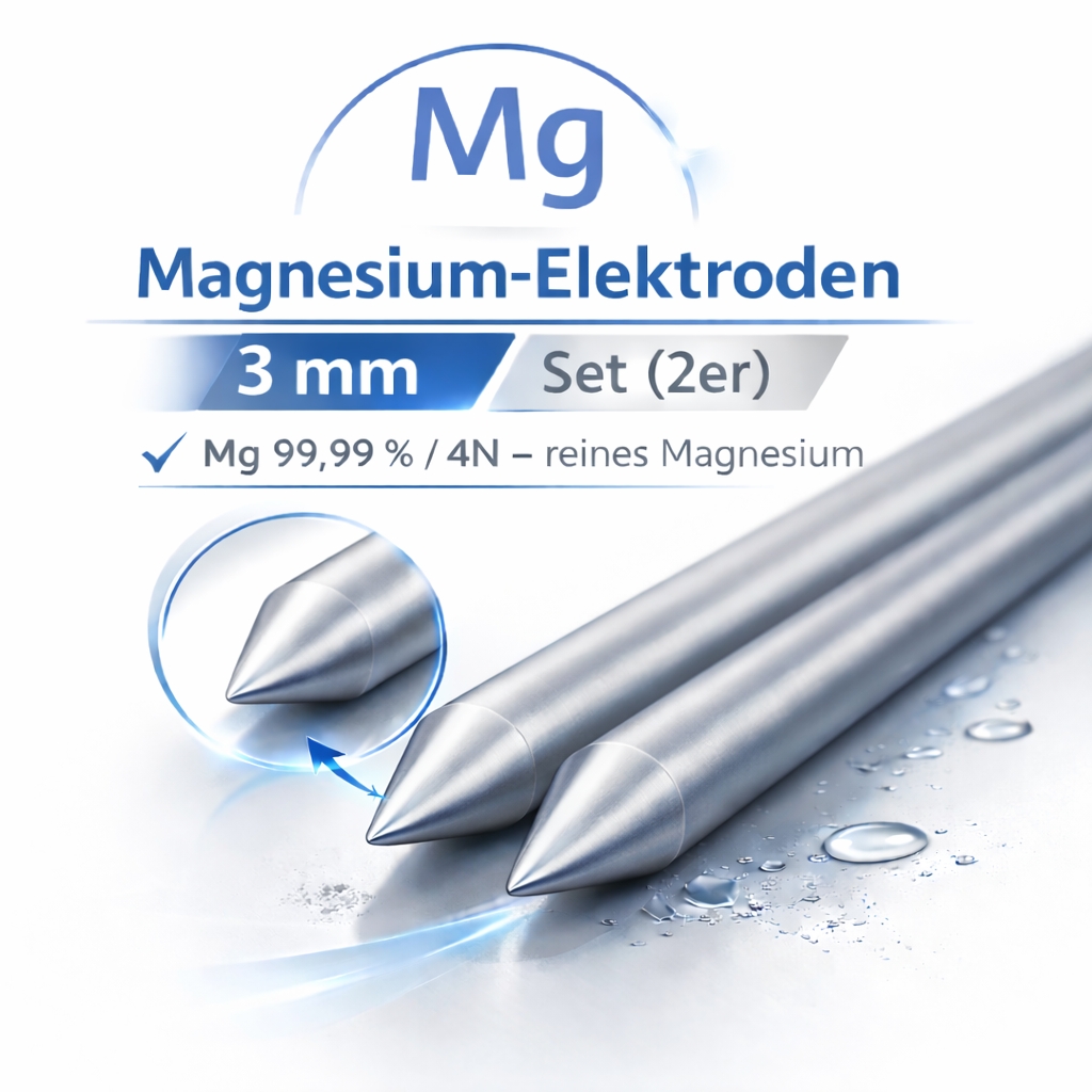 [EMG03L080] Magnesium-Elektroden (99,99 %) – Ø 3 mm angespitzt (Paar) (80 mm)