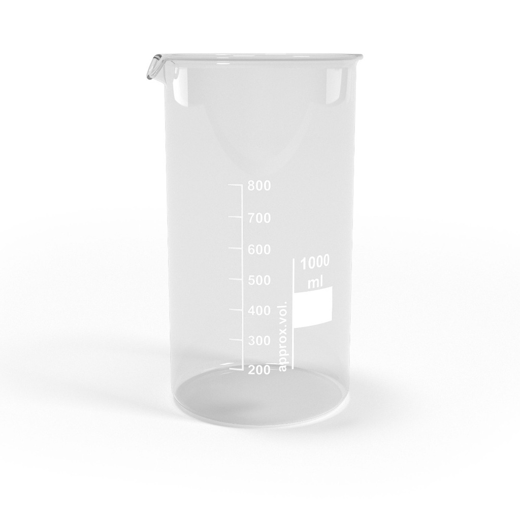 [BGB1000T] Becherglas 1000ml (1L) Teilung und Ausguss Tall