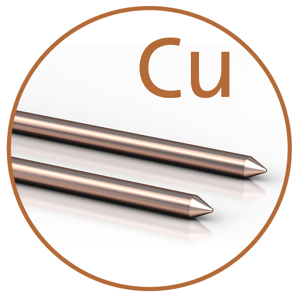 [M21017] Colloimed Kupfer-Elektroden Cu – Ø 2 mm, Länge 140 mm (Paar)