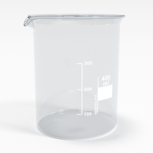 [BGB0400L] Becherglas 400ml mit Teilung und Ausguss Low