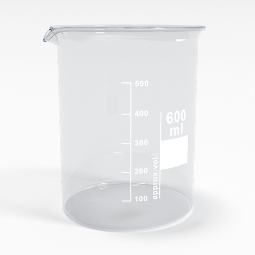 [BGB0600L] Becherglas 600ml mit Teilung und Ausguss Low