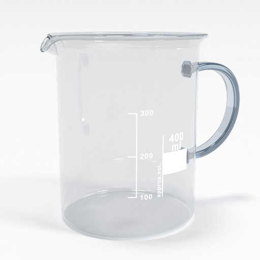 [BGH0400] Becherglas 400ml Teilung und Ausguss - Henkel